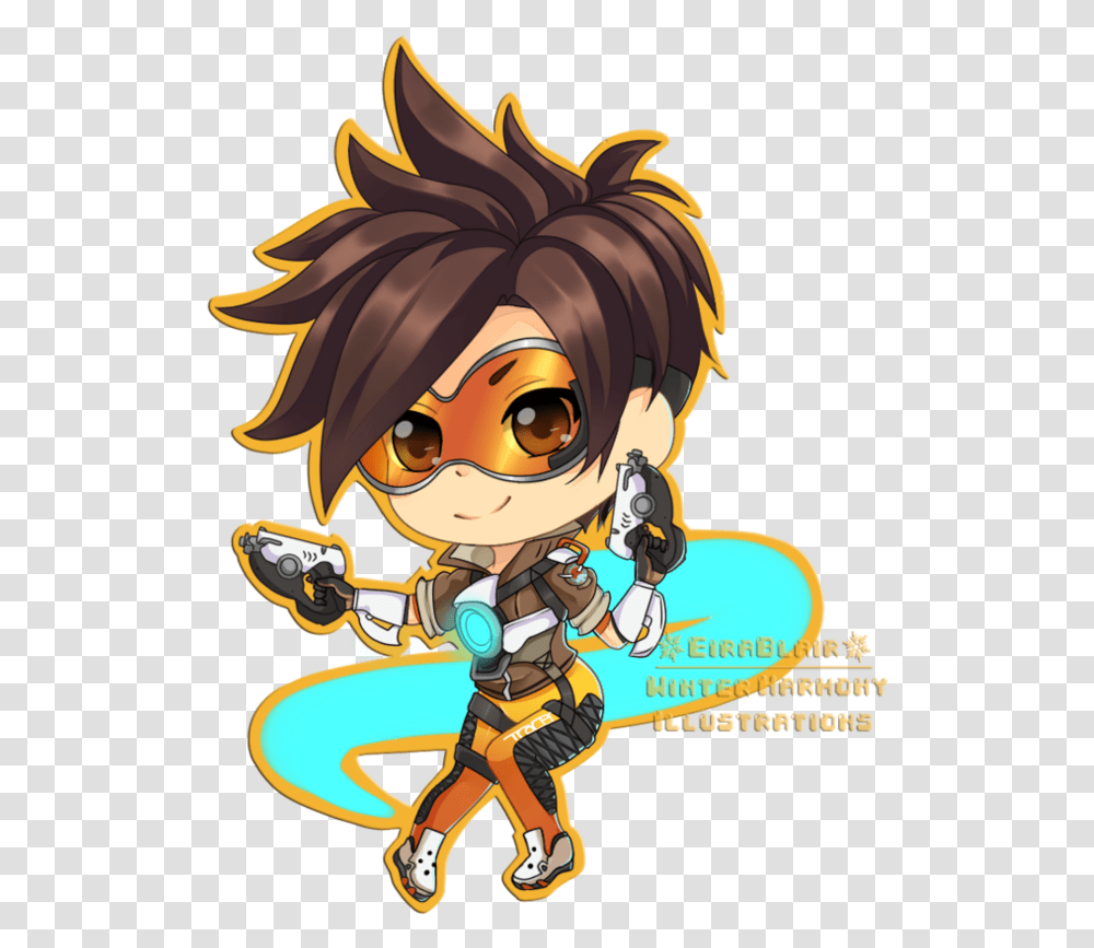 Hunter Clip Tracer Tracer Chibi Overwatch, Person, Hand, Comics, Book Transparent Png