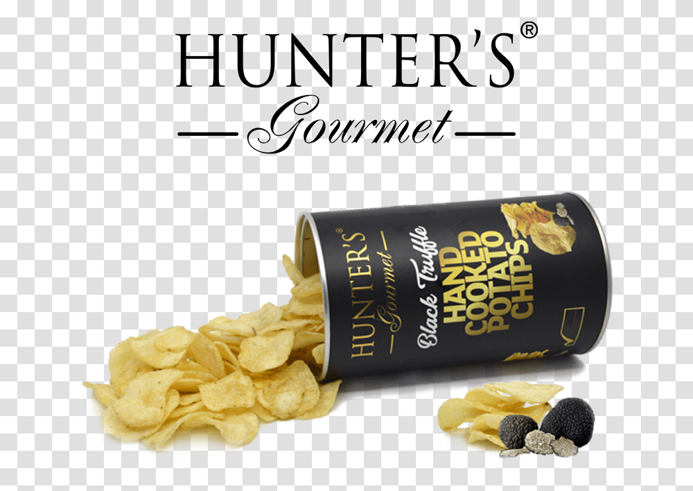 Hunter Foods Black Truffle Hand Cooked Potato Chips Potato Chip, Bottle, Tin, Plant, Can Transparent Png