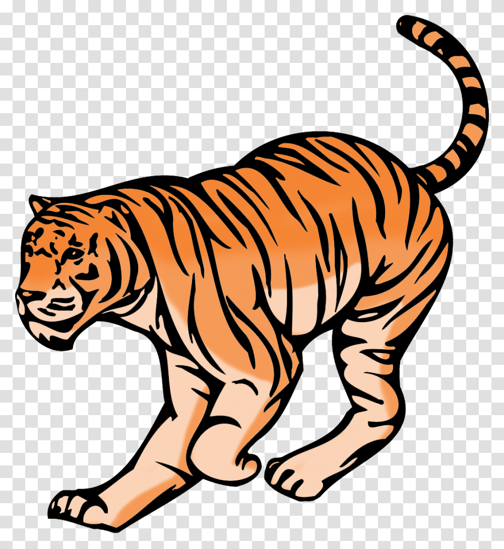 Hunting Tiger Clipart Siberian Tiger, Wildlife, Mammal, Animal, Zebra Transparent Png
