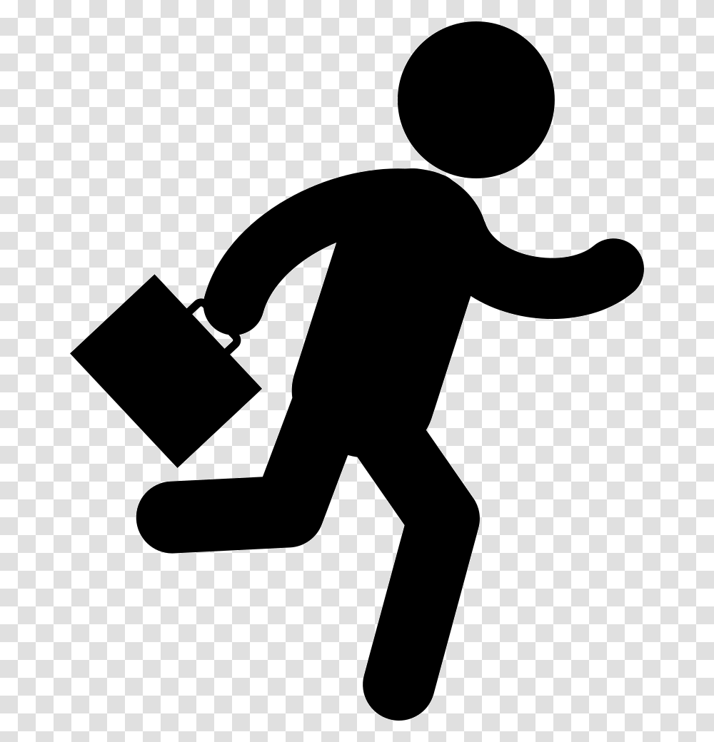 Hurry Businessman Running Man Icon, Silhouette, Stencil, Person Transparent Png