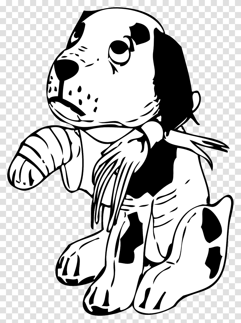 Hurt Dog Clipart Black And White, Stencil, Animal, Mammal, Face Transparent Png