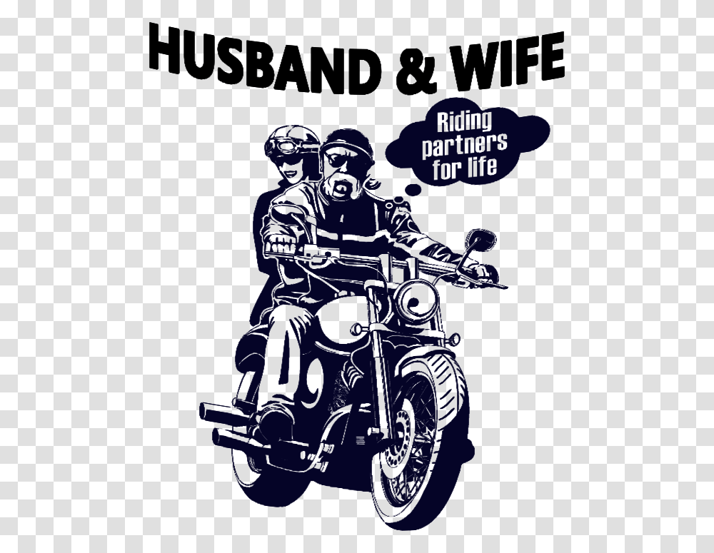 Husband And Wife Bikers Riding Partners Husband And Wife Motorcycle, Person, People, Poster, Hand Transparent Png