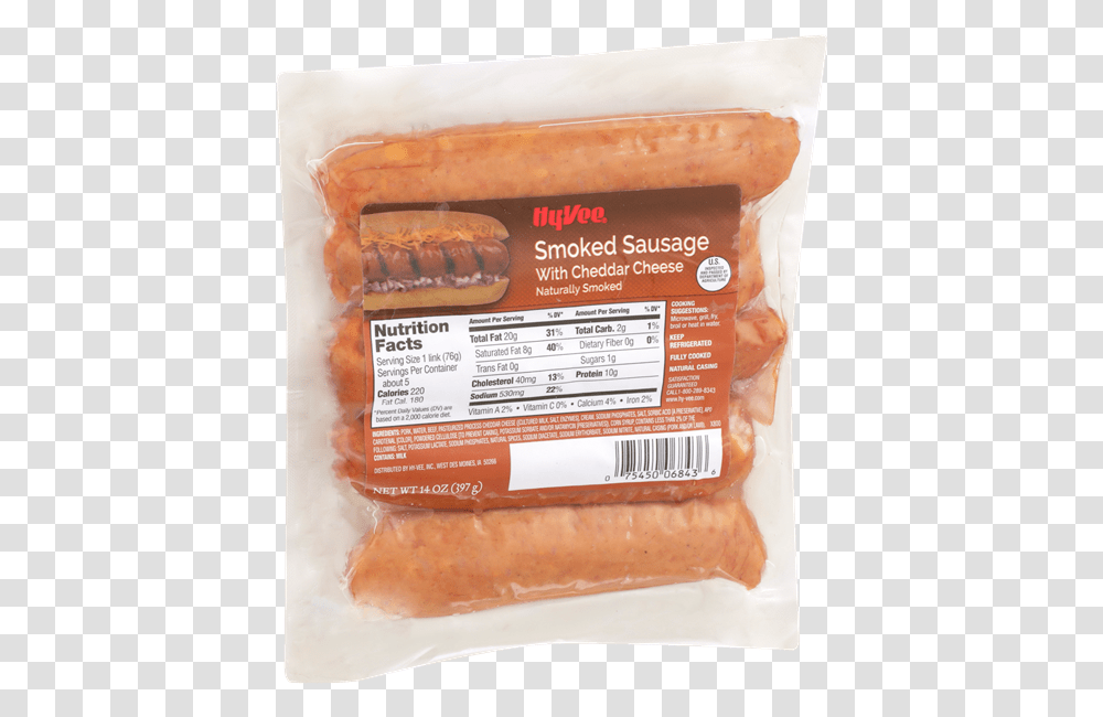 Hy Vee Smoked Sausage With Cheddar Cheese 5ct Hyvee Knackwurst, Bread, Food, Bread Loaf, French Loaf Transparent Png