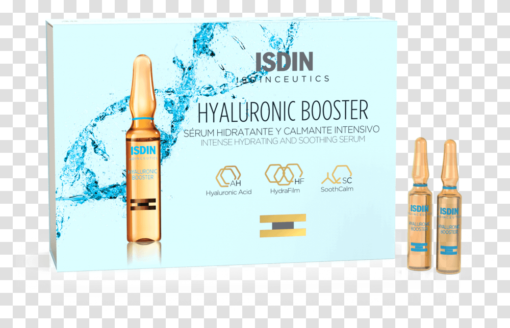 Hyaluronic Booster Serum For Lasting Isdin Hyaluronic Booster, Bottle, Text, Beverage, Advertisement Transparent Png