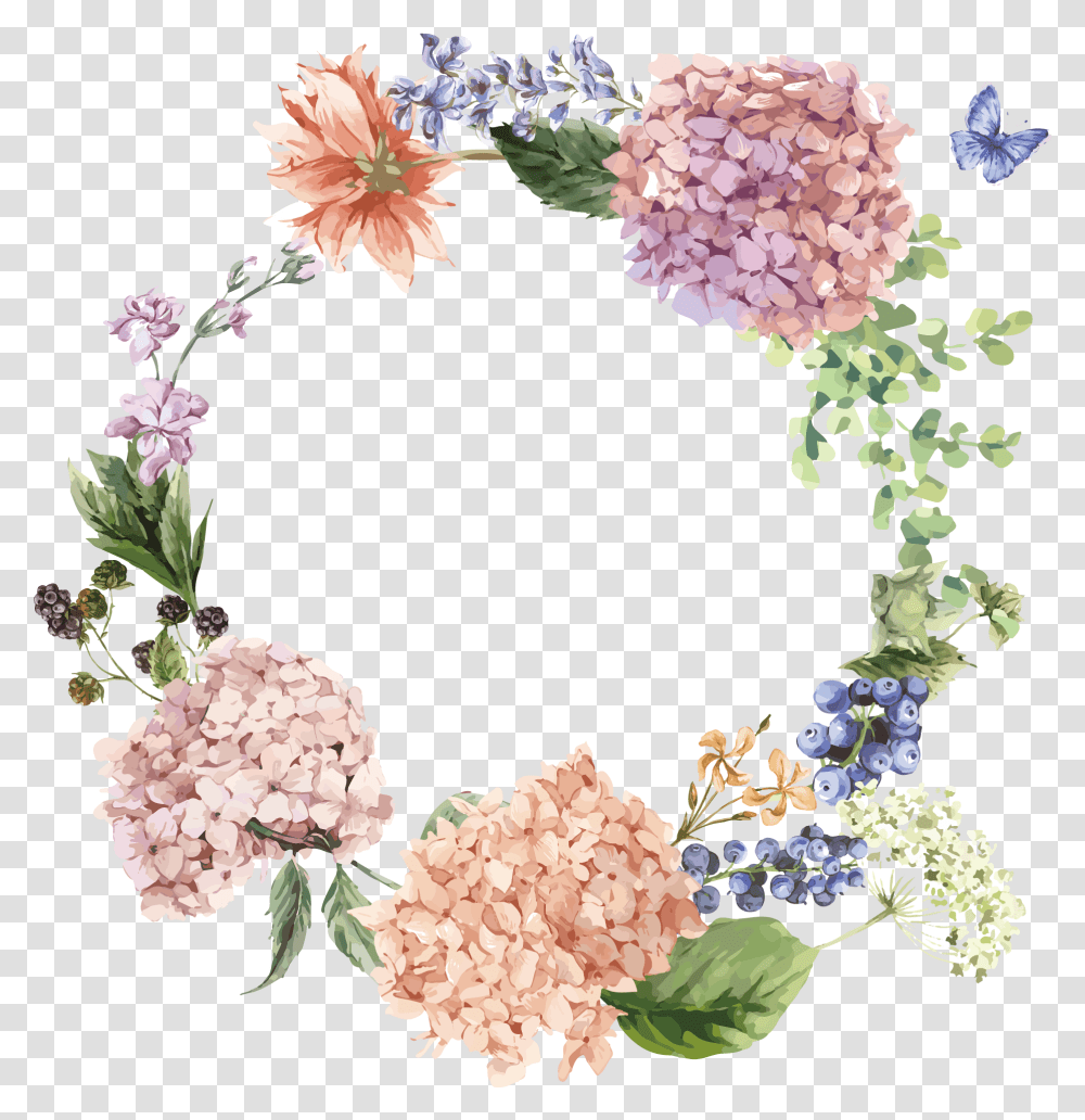 Hydrangea Flower Drawing Illustration Purple Floral Circle, Floral Design, Pattern, Graphics, Art Transparent Png