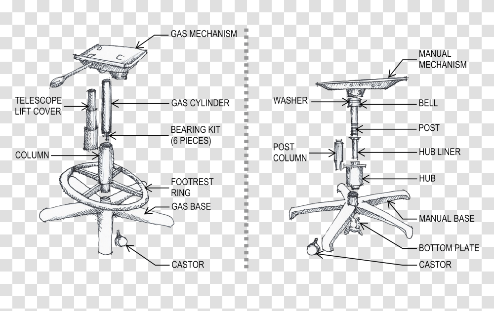 Hydraulic Office Chair Diagram, Tripod, Cross, Plot Transparent Png