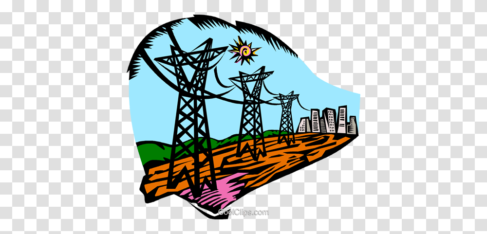 Hydro Electrical Industry Hydro Towers Royalty Free Vector Clip, Cable, Electric Transmission Tower, Power Lines Transparent Png