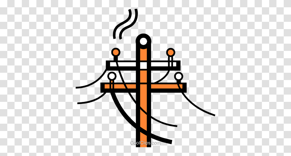 Hydro Poles Royalty Free Vector Clip Art Illustration, Cross, Utility Pole, Cable Transparent Png