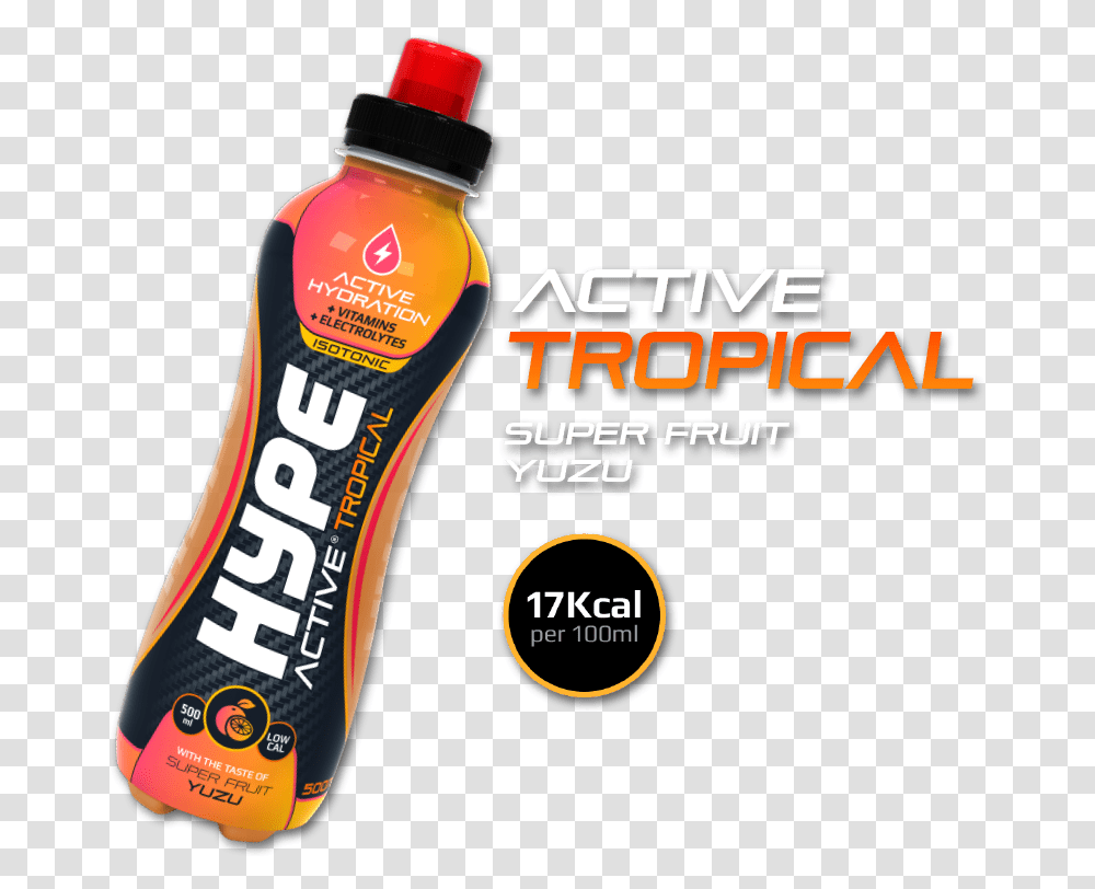 Hype Active Tropical Energy Drink, Label, Bottle, Cosmetics Transparent Png