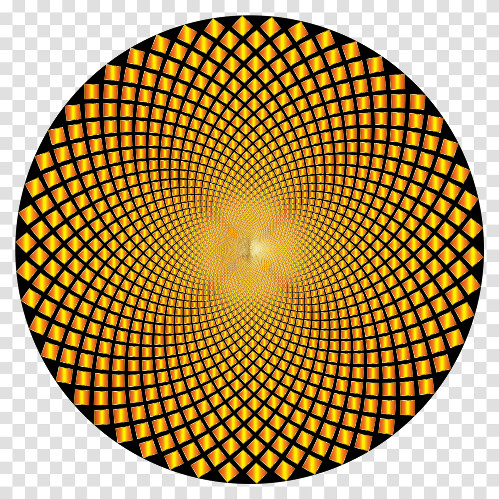 Hypnotic Checkerboard Vortex Round Gold Placemats, Ornament, Pattern, Lamp, Fractal Transparent Png