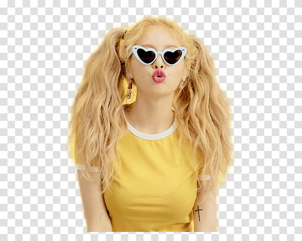 Hyuna Yellow Freetoedit Lockscreen Hyuna Lip And Hip, Sunglasses, Accessories, Accessory, Blonde Transparent Png