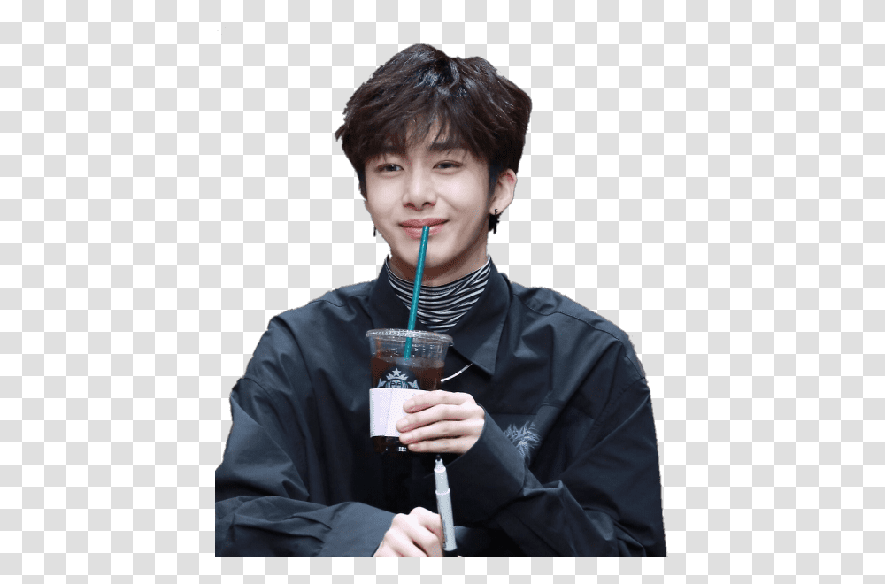 Hyungwon Download Monsta X Hyungwon Sticker, Person, Juice, Beverage, Drinking Transparent Png