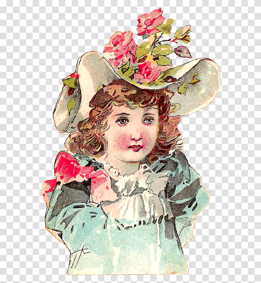 I Created This Digital Girl Graphic From A Victorian Illustration, Person, Hat Transparent Png