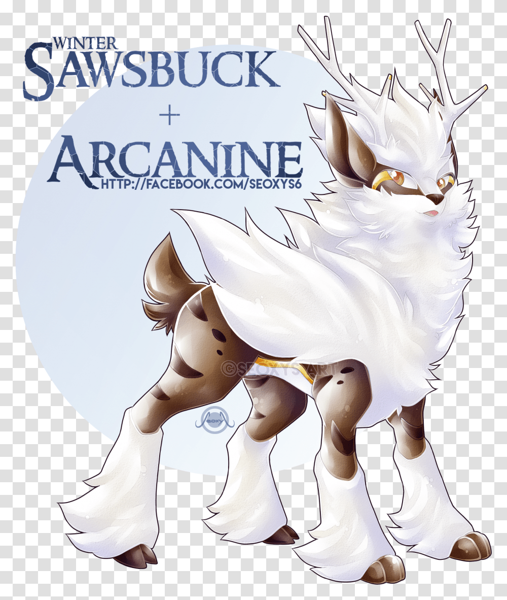 I Draw Pokmon Fusions Here's Sawsbuck Arcanine Pokemon Winter Sawsbuck Arcanine, Disk, Dvd, Person, Human Transparent Png