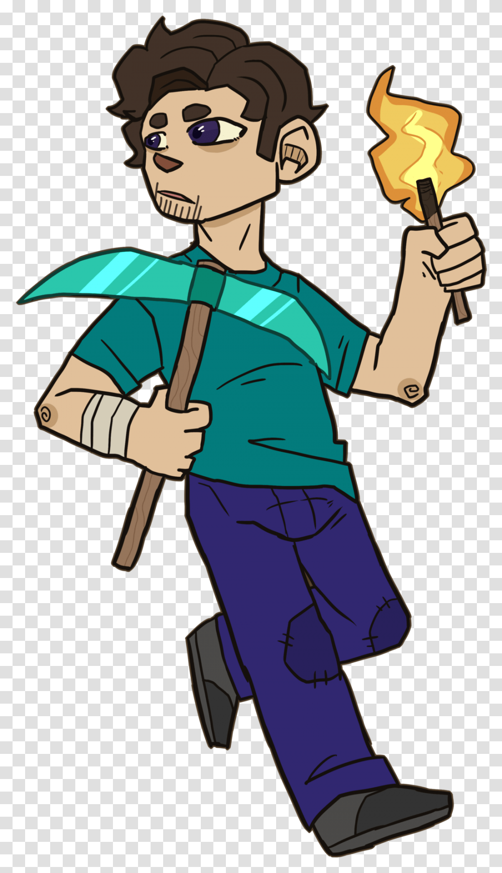 I Drew Ya Boi Steve Bc I Was Playing Minecraft A Lot Cartoon, Costume, Person, Tool, People Transparent Png