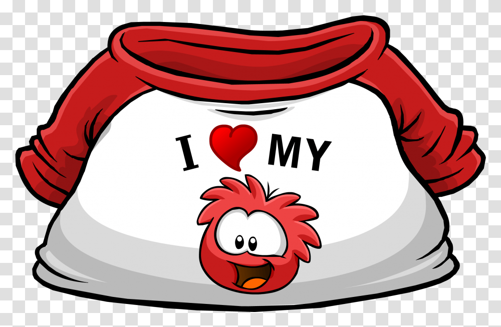 I Heart My Red Puffle T Club Penguin I Love My Puffle Shirt Blue, Blow Dryer, Label, Text, Animal Transparent Png
