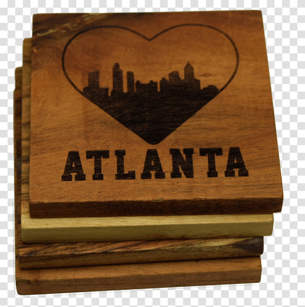 I Love Atlanta Georgia Skyline Coaster Set Plywood Transparent Png