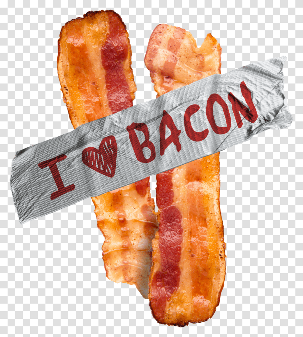 I Love Bacon Strip Of Duct Tape, Pork, Food, Bread, Ketchup Transparent Png