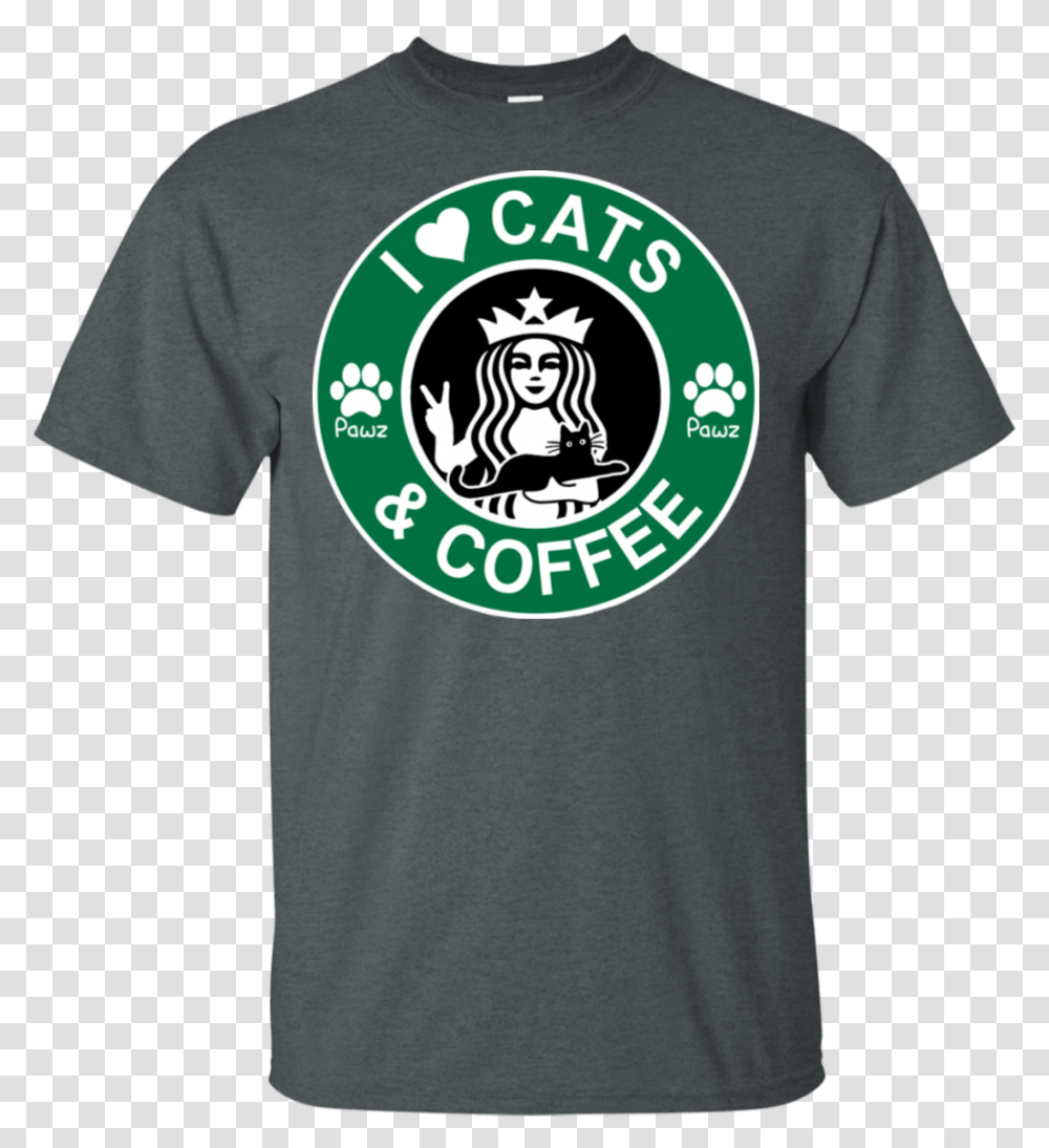 I Love Cats & Coffee Starbucks Logo Funny T Shirt For Men & Women Lt03, Clothing, Apparel, T-Shirt, Symbol Transparent Png