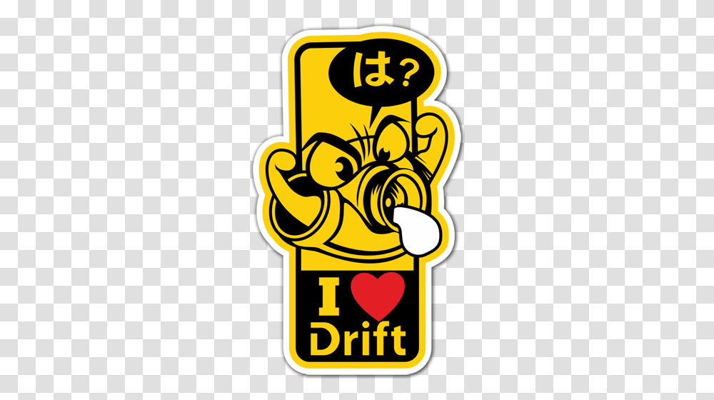 I Love Drift Yellow Sticker, Label, Emblem Transparent Png