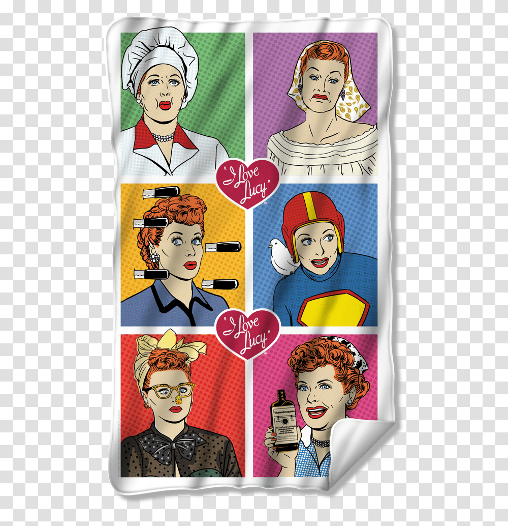 I Love Lucy Comic Fleece BlanketClass Cartoon, Person, Photo Booth, Collage, Poster Transparent Png