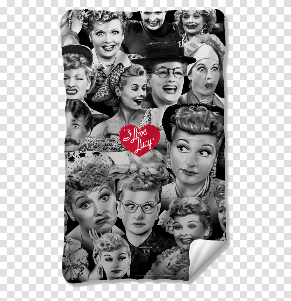 I Love Lucy Faces Fleece BlanketClass Love Lucy T Shirts, Person, Collage, Poster, Advertisement Transparent Png