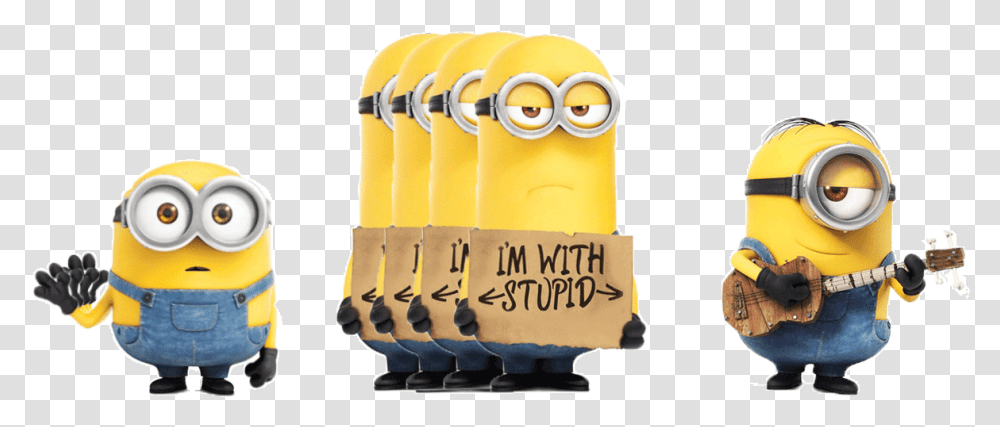 I Love Motion Graphics Minion Im With Stupid, Toy, Helmet, Apparel Transparent Png