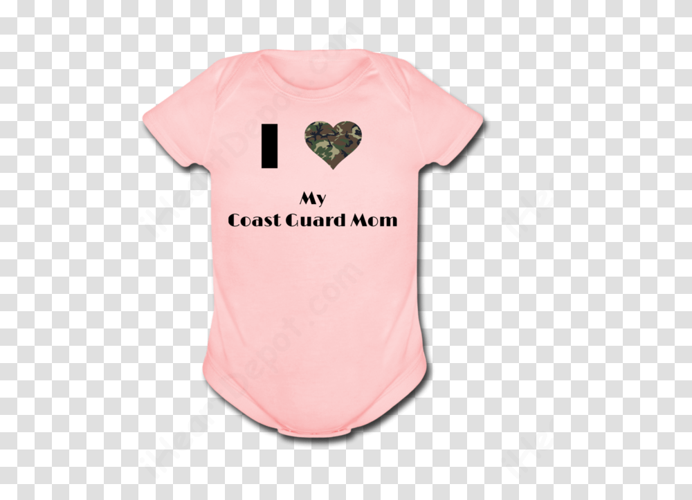I Love My Coast Guard Mom Heart Camouflage Baby Short Sleeve Onesie Short Sleeve, T-Shirt, Clothing, Apparel Transparent Png