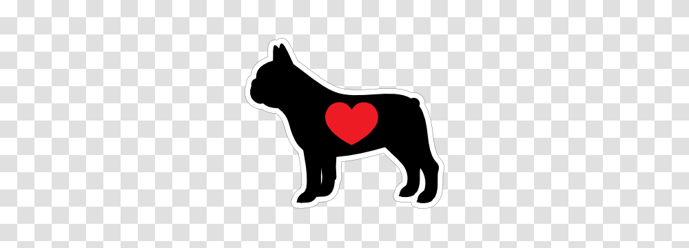 I Love My French Bulldog Silhouette With Heart Sticker, Mammal, Animal, Pet, Cat Transparent Png