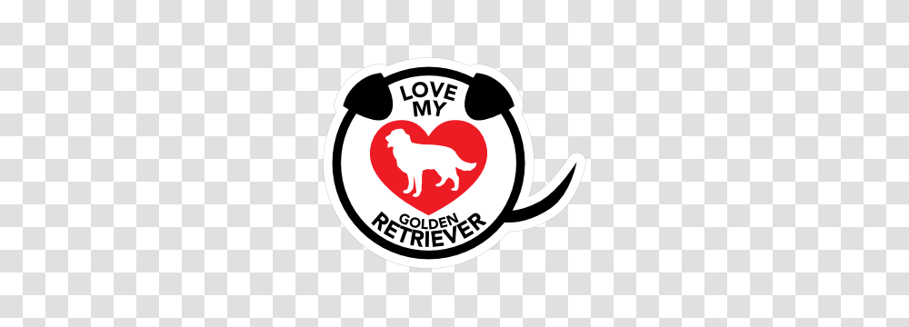 I Love My Golden Retriever Puppy Heart Circle With Tail Magnet, Label, Logo Transparent Png