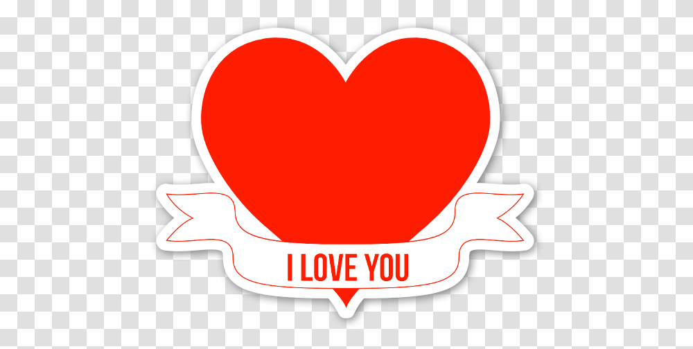 I Love You Heart Banner Love Text Sticker, Label, Plot, Pillow Transparent Png