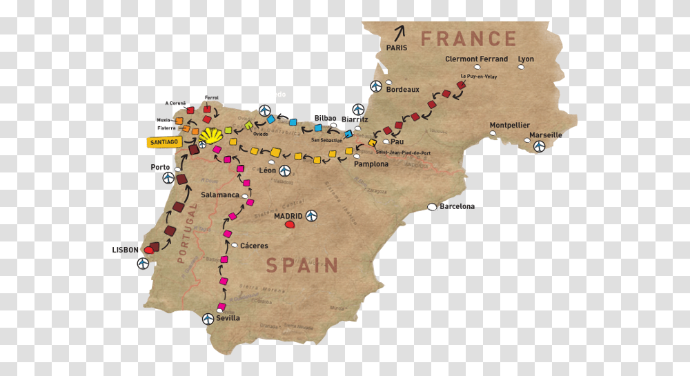 I'm A Couch Potato But For Some Reason The Idea Of Camino De Santiago Map Of Routes, Plot, Diagram, Atlas, Vegetation Transparent Png