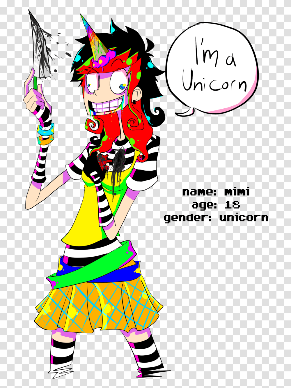 I'm A Unicorn By Neo Rippiru Cartoon, Performer, Person, Human, Leisure Activities Transparent Png