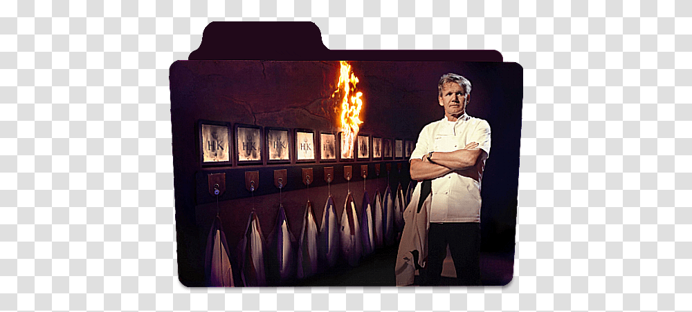 I Made A Gordon Ramsay Folder Icon Gordon Ramsay Hells Kitchen Fire, Person, Lighting, Bonfire, Flame Transparent Png