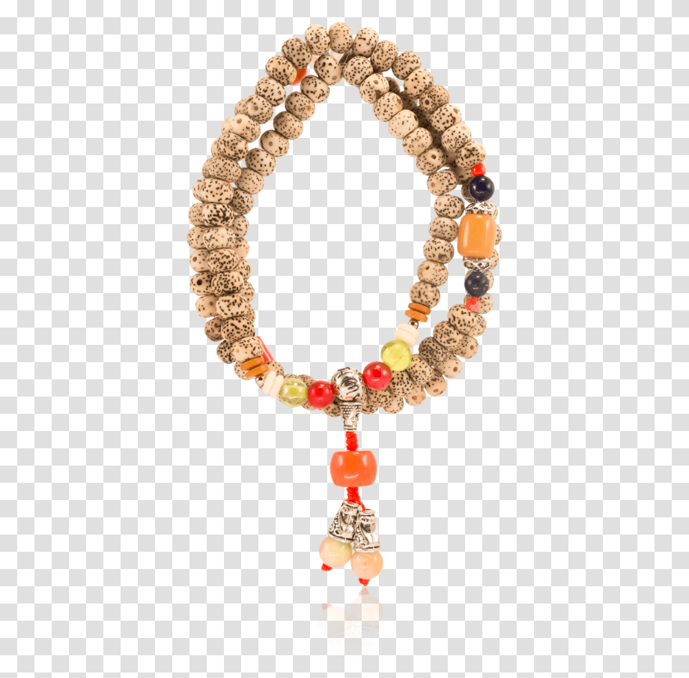 I S White Lotus Buddha Seed Long Bracelets With Rose Necklace, Bead Necklace, Jewelry, Ornament, Accessories Transparent Png