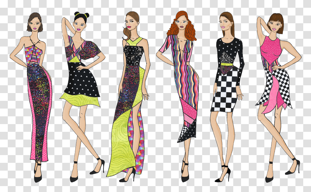 I Selected Runway Images And Fabrics That Coordinated Fashion Illustration Transparent Png