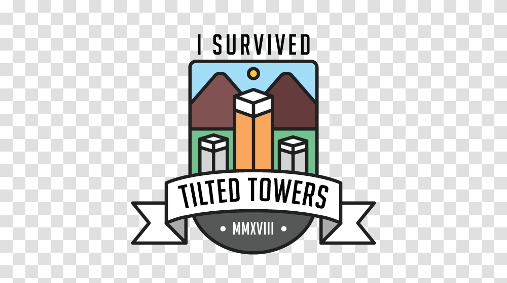 I Survived Tilted Towers On Behance, Logo, Building Transparent Png