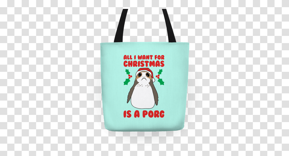 I Want For Christmas Is A Porg Tote Bag Tote Bag, Penguin, Bird, Animal, Shopping Bag Transparent Png