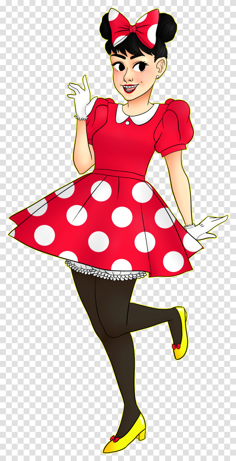 I Wanted To Draw Minnie Mouse As A Human And I Really, Texture, Polka Dot, Person Transparent Png