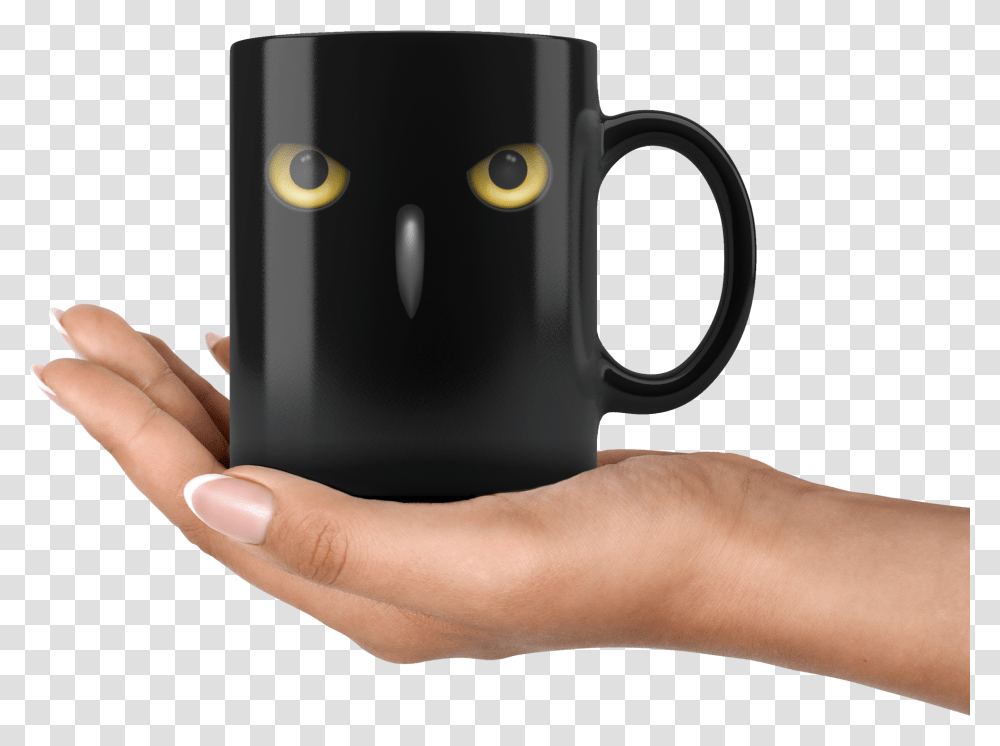 I Watching You Realistic Night Owl Black Scary Mug Mug, Coffee Cup, Person, Human, Camera Transparent Png