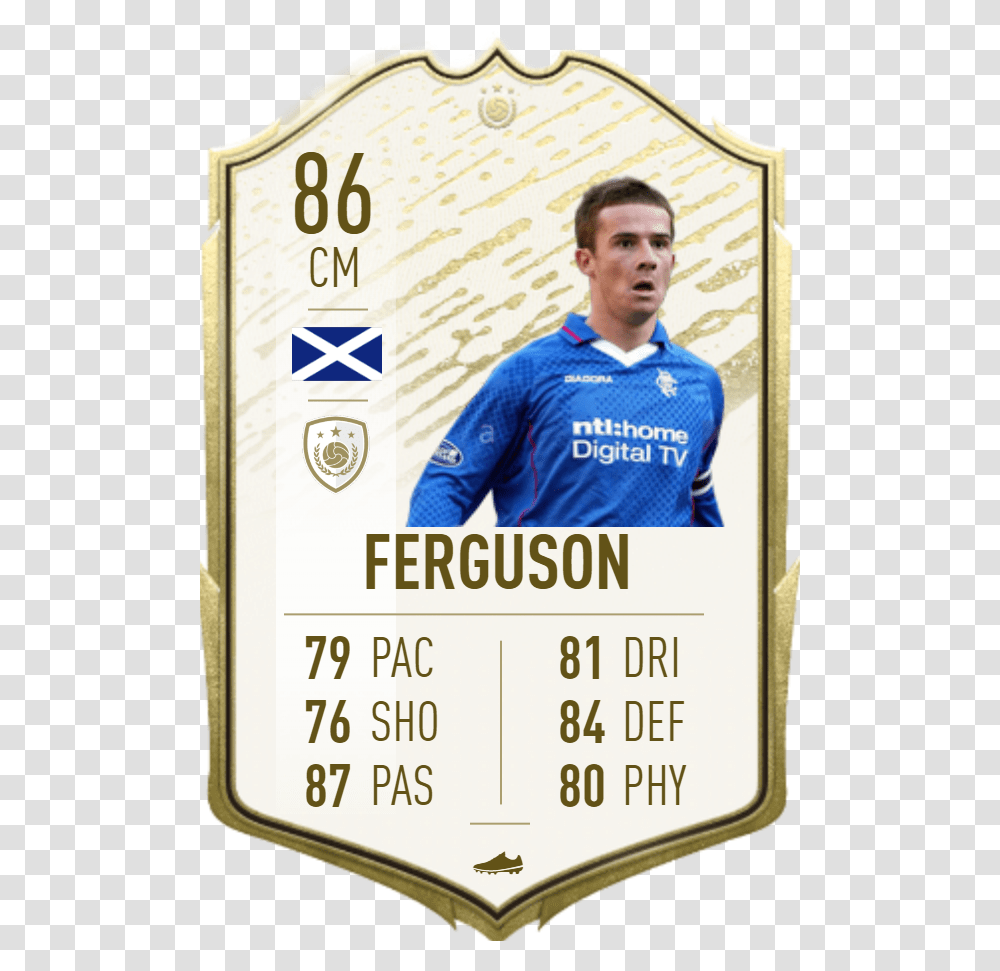 I Would Love Some Lower Rated Club Icons This Barry Barry Ferguson Fifa Card, Person, Clothing, Text, Poster Transparent Png