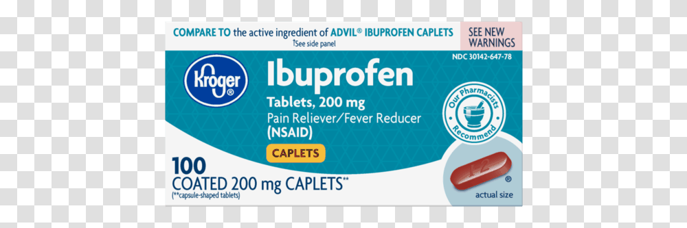 Ibuprofen 50 Caplets Kroger, Label, Paper, Id Cards Transparent Png