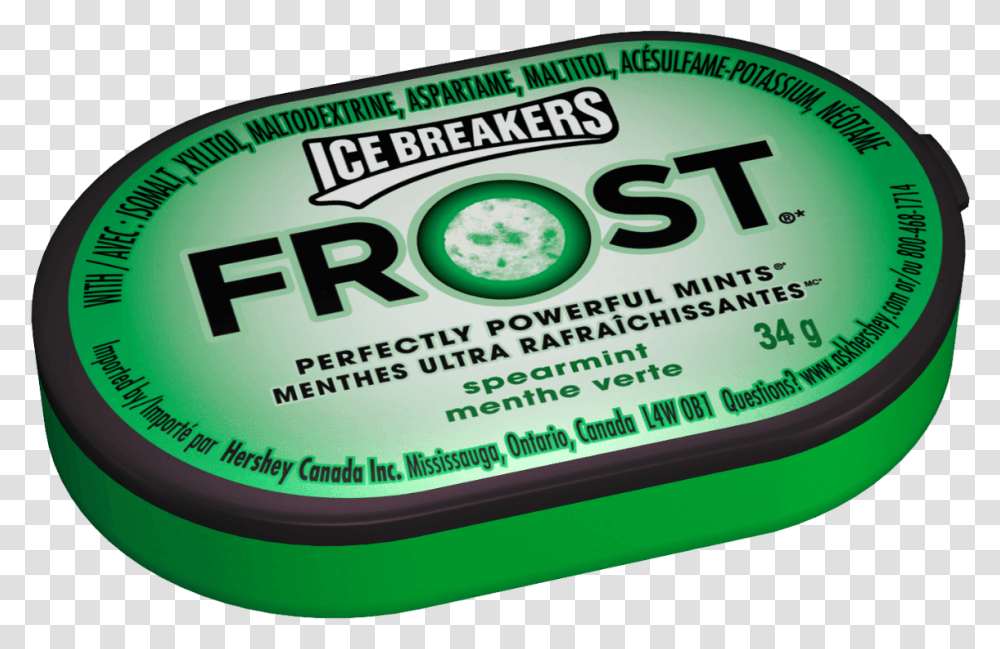 Ice Breakers Frost Spearmint, Label, Gum Transparent Png