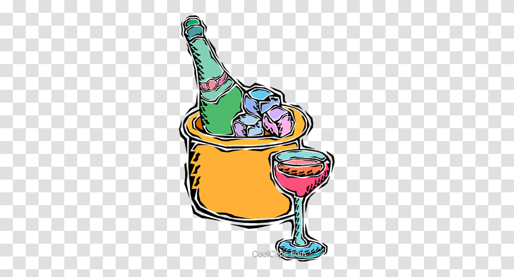 Ice Bucket With Champagne Royalty Free Vector Clip Art, Apparel, Party Hat, Glass Transparent Png