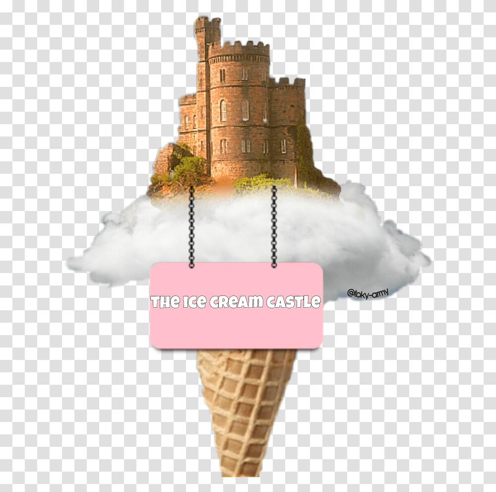 Ice Castle Ice Cream Cone, Building, Architecture, Dessert, Food Transparent Png