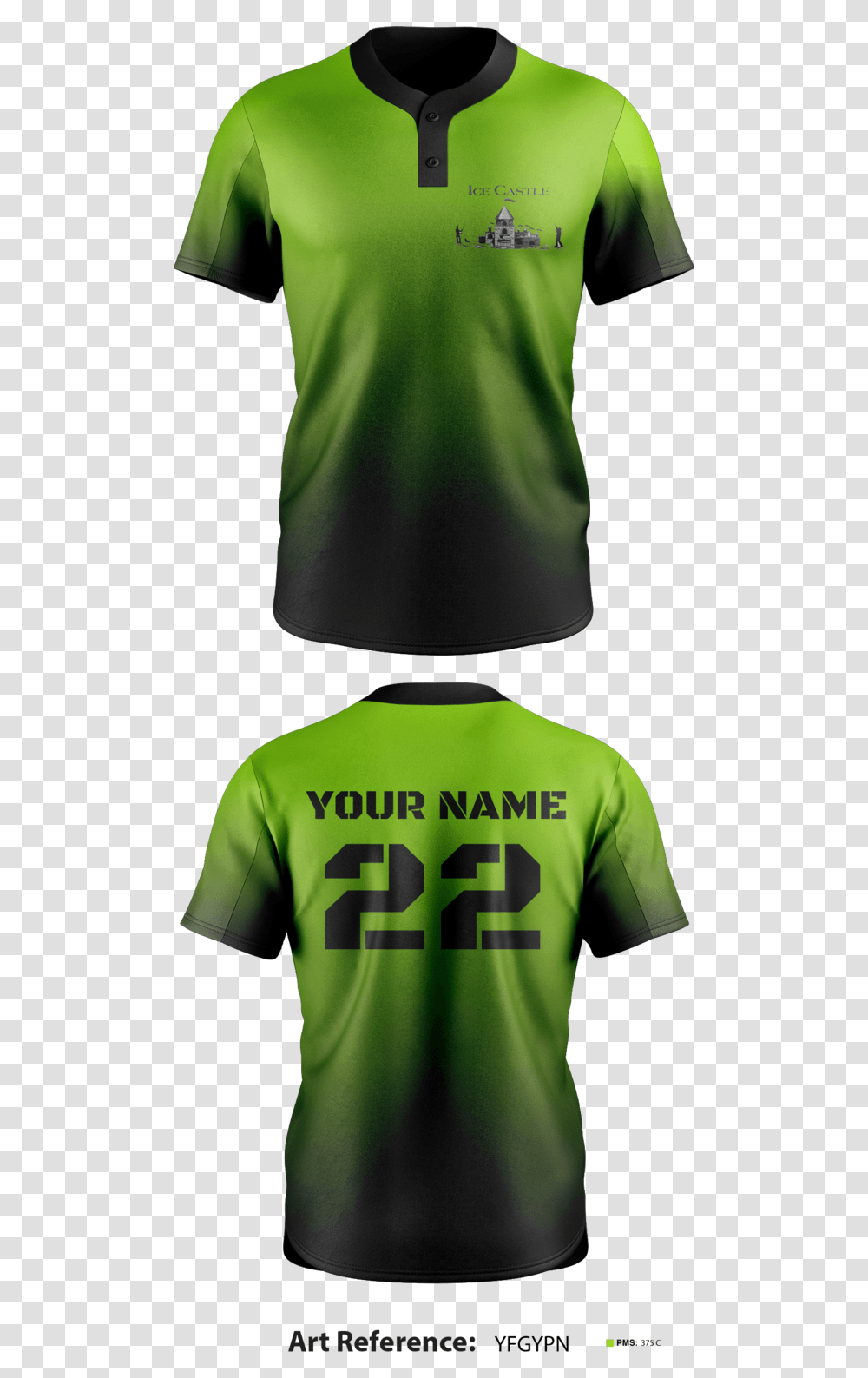 Ice Castle Two Button Softball Jersey Active Shirt, Person, Sleeve, Green Transparent Png