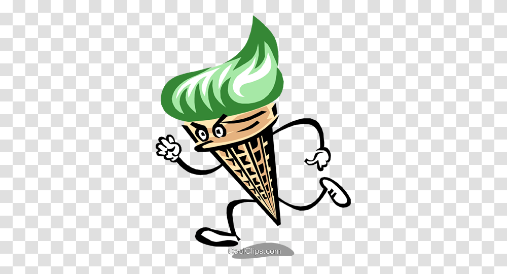 Ice Cream Character Royalty Free Vector Clip Art Illustration, Dessert, Food, Creme, Cone Transparent Png