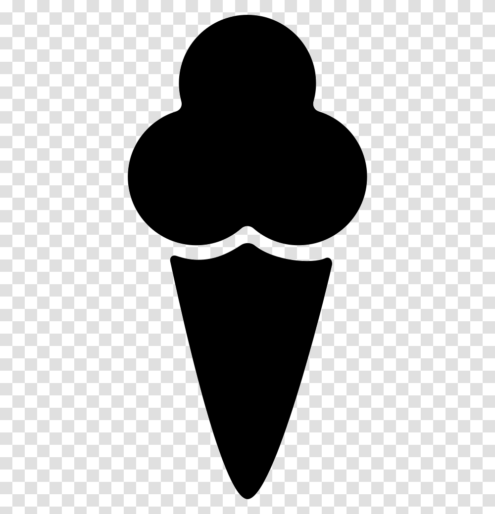 Ice Cream Cone Black Shape Soft Ice Cream Icon, Stencil, Silhouette, Mustache, Armor Transparent Png