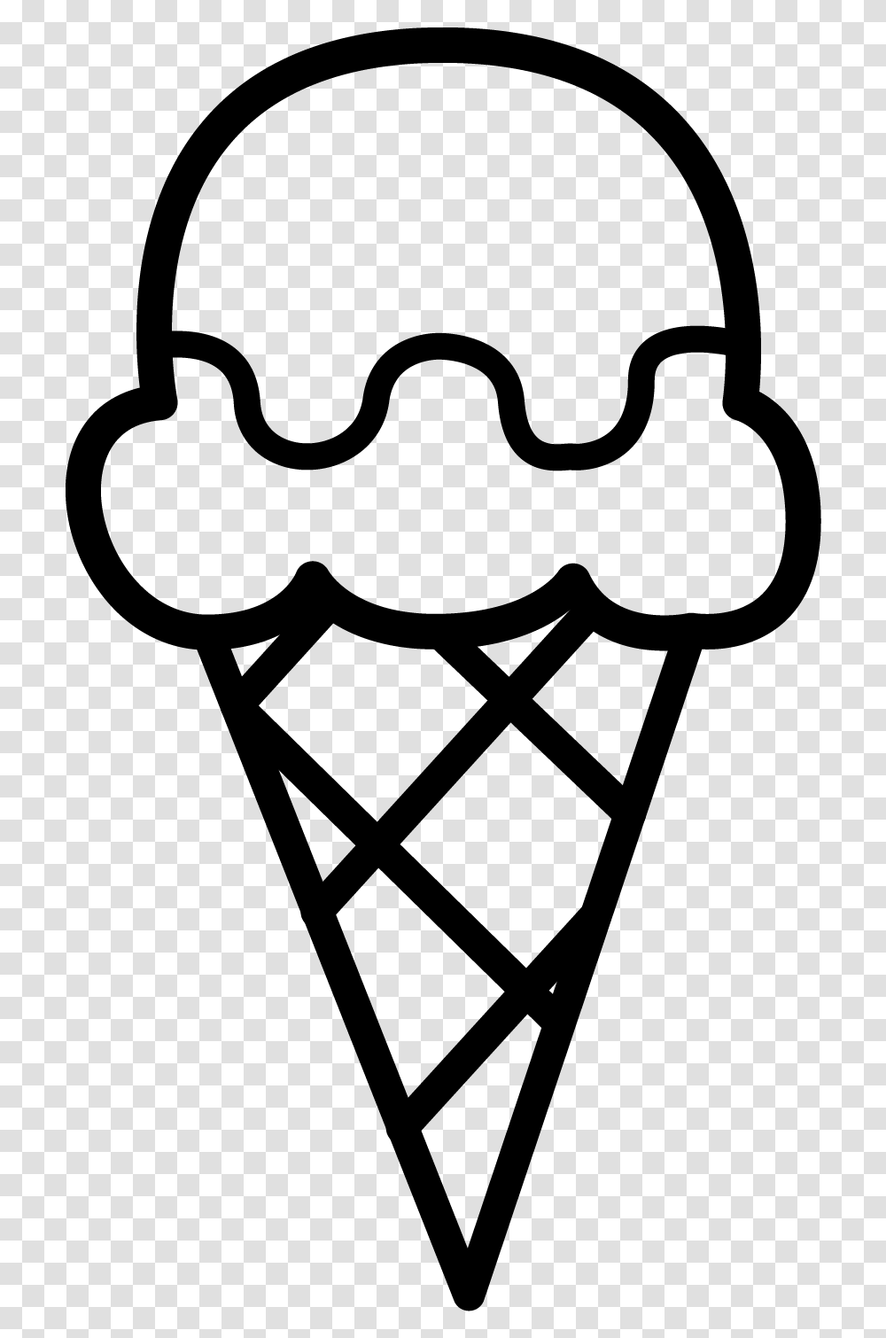 Ice Cream Cone Clipart Download Ice Cream Clipart Black And White, Stencil, Silhouette, Triangle Transparent Png