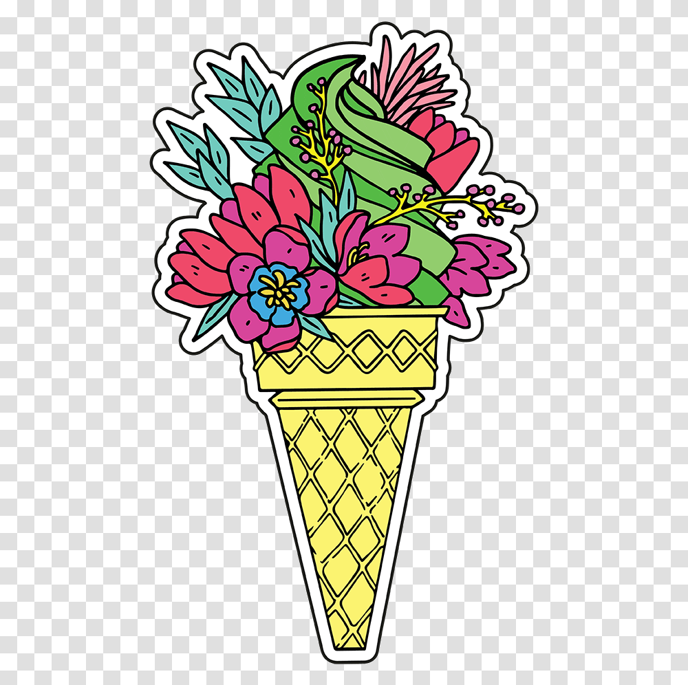 Ice Cream Cone Clipart Gelato, Floral Design, Pattern, Flower Transparent Png